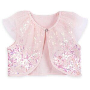 Disney Girls Tulle Flutter Sleeve Cropped Sequined Snowflakes Vest Size 9/10